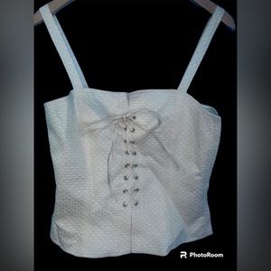 Paul & Joe Paris Cream Lace Tie Corset Top Y2K NWT US M